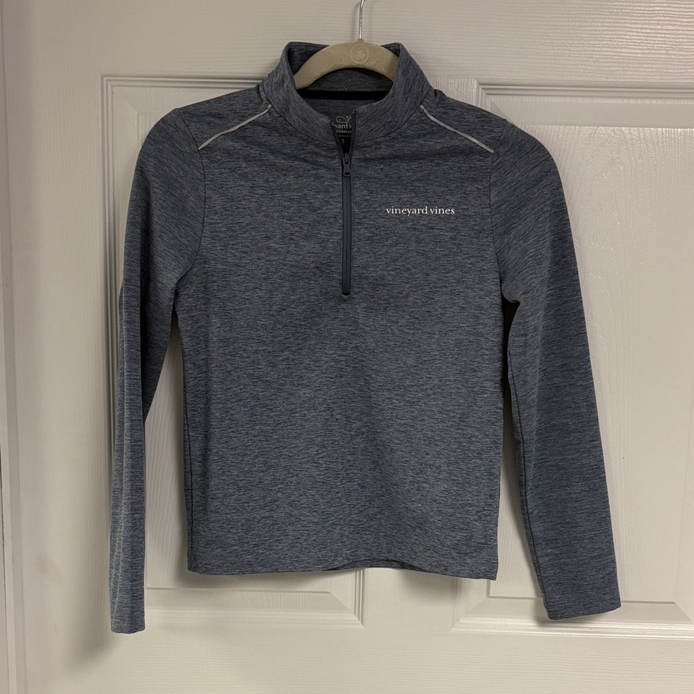 Vineyard Vines Kids Heathered Navy Quarter-Zip Pullover
